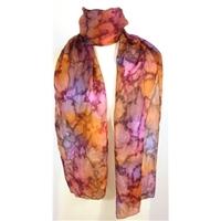 unbranded pink orange purple 100 silk scarf