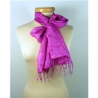 Unbranded Shocking Pink Silk Scarf With Fringing