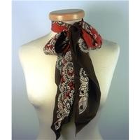 Unbranded Orange and Brown Silk Paisley Scarf