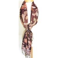 Unbranded Multicoloured Paisley Print Scarf With Fringed Edges