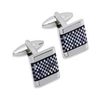 unique stainless steel checkered cufflinks qc 91