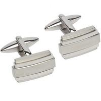 Unique Stainless Steel Oblong Matte Polished Cufflinks QC-193