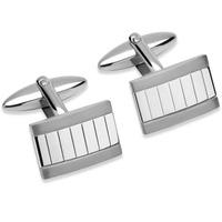 Unique Stainless Steel Matte Polish Lined Cufflinks QC-178
