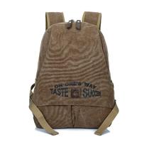 Unisex Backpack Canvas Contrast Letters Print Zipper High Capacity Multifunction Preppy School Bag Knapsack