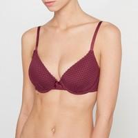 Underwired Padded Bra with Lace Trim and Moulded Cups