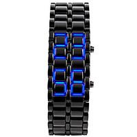 Unisex Men\'s Watch Blue LED Lava Style Faceless Watch Black Steel Band Wrist Watch Cool Watch Unique Watch Fashion Watch