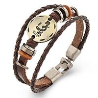 Unsex Vintage Virgo Weave Leather Bracelet Jewelry For Daily 1 pc