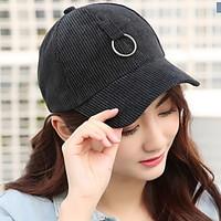 unisex cotton lady solid color corduroy metal ring travel baseball cap