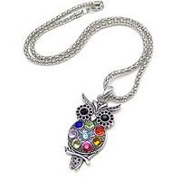 Unique Alloy With Rhinestone Owl Women\'s Necklace