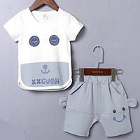 Unisex Casual/Daily Sports Print Sets, Cotton Summer Short Sleeve Clothing Set