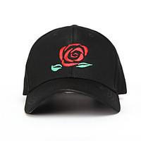 Unisex Cotton Rosette Embroidery Baseball Cap Hip Hop Black Sun Hats