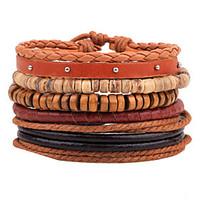 unisex fashion jewelry handmade adjustable strand wristband leather br ...