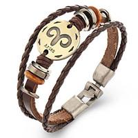 Unsex Vintage Aries Weave Leather Bracelet Jewelry For Daily 1 pc