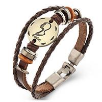 unsex vintage gemini weave leather bracelet jewelry for daily 1 pc