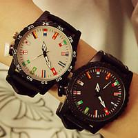 Unisex Colorful Couple\'s Watch Flag Student Men Or Women Watch Cool Watches Unique Watches