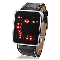 unisex womens mens watch led binary system display black pu leather wr ...