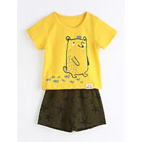 Unisex Casual/Daily Animal Print Sets, Cotton Summer Short Sleeve Clothing Set