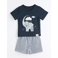 Unisex Casual/Daily Animal Print Sets, Cotton Summer Short Sleeve Clothing Set