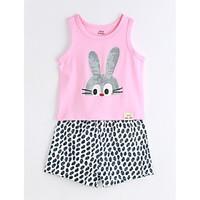 Unisex Casual/Daily Animal Print Sets, Cotton Summer Short Sleeve Clothing Set