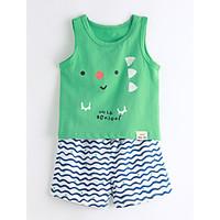 Unisex Casual/Daily Animal Print Sets, Cotton Summer Short Sleeve Clothing Set