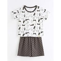 Unisex Casual/Daily Animal Print Sets, Cotton Summer Short Sleeve Clothing Set