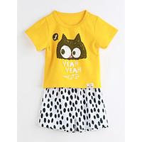 Unisex Casual/Daily Animal Print Sets, Cotton Summer Short Sleeve Clothing Set