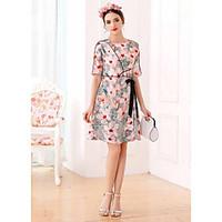 une fleurwomens casualdaily a line dressfloral print round neck knee l ...