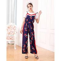 une fleurwomens casualdaily boho cute summer t shirt pant suitssolid p ...