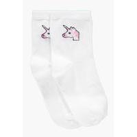 Unicorn Emoji Ankle Socks - white