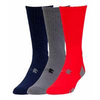 Under Armour 3 Pack Heatgear Crew Socks - Red / Navy / Grey