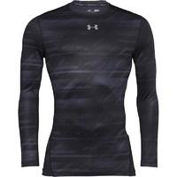 Under Armour Mens ColdGear Armour Printed Long Sleeve Compression Crew Top Black