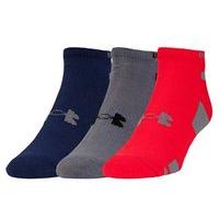 Under Armour Heatgear No Show Sock 3 Pack - Mens - Red/Grey/Navy