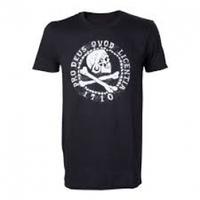 Uncharted 4 Skull \'n\' Crossbones Pro Deus Qvod Licentia 1710 Small T-Shirt - Black