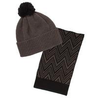 unisex tokyo laundry doves hat and scarf set in dark grey marl