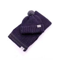 unisex tokyo laundry tembo hat and scarf set in navy multi nep