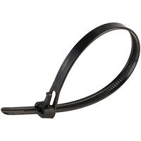 Unistrand 200mm Black Reuseable Cable Ties - pack of 100