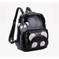 unisex backpack pu all seasons casual outdoor zipper black