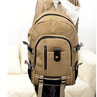 unisex backpack canvas all seasons casual outdoor zipper black beige b ...