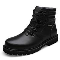 Unisex Boots Fall / Winter Comfort / Cap-Toe Cowhide Casual Flat Heel Black Walking