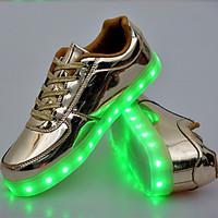 Unisex Athletic Shoes Spring Summer Fall Winter Comfort Novelty Light Up Shoes PU Outdoor Casual Athletic Lace-up LED Gold Silver