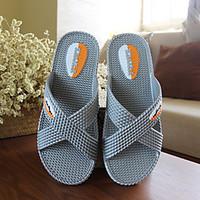 Unisex Slippers Flip-Flops Comfort PVC Spring Summer Fall Casual Comfort Flat Heel Gray Blue Flat