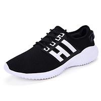 Unisex Sneakers Spring Summer Comfort Couple Shoes Tulle Outdoor Athletic Casual Flat Heel Lace-up Black/White Black