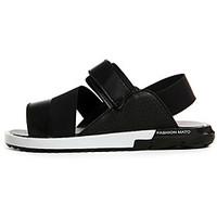 unisex sandals summer comfort pu casual flat heel magic tape black whi ...