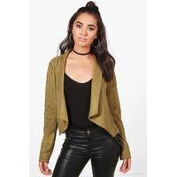 Una Waterfall Suedette Biker - khaki