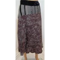 Unique Medium Brown and Grey Triple Panelled Silk Skirt