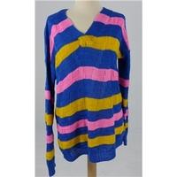 unbranded size 36 bust blue yellow and pink striped cotton jumper