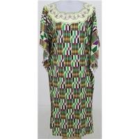 unbranded size ml purple green cream print kaftan dress