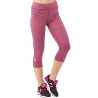 Under Armour Womens HeatGear Alpha Stripe Compression Capri Leggings Pink