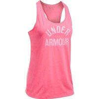 under armour threadborne train wordmark tank top womens pink shock