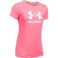 under armour threadborne short sleeve logo tee womens pink shock